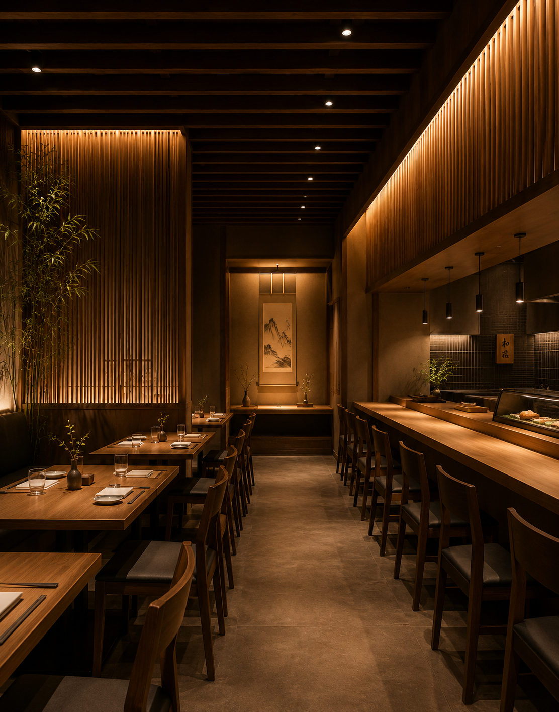 Sushi counter and dining room at IKI Japanese Kitchen